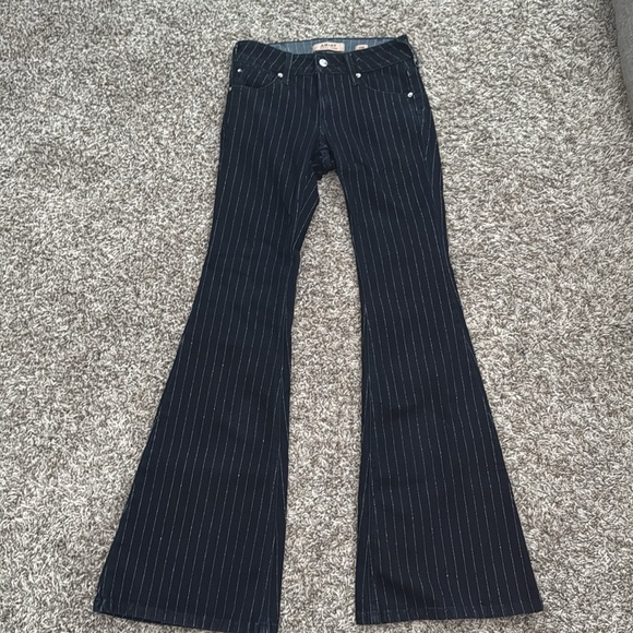 Ariat dark wash silver pinstripe perfect rise flare jeans 25R - Picture 6 of 13